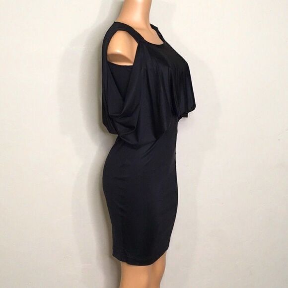 CHARLES HENRY black dress with drape bodice. New - Picture 4 of 9